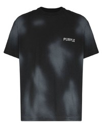purple brand Bleach Effect Logo Print T Shirt