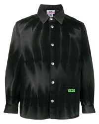 Black Tie-Dye Denim Shirt