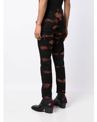 Stain Shade Bleached Effect Straight Leg Jeans