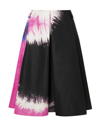 Black Tie-Dye Silk Midi Skirt