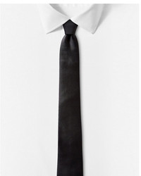 Express Black Narrow Solid Silk Tie