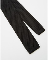 Asos Brand Knitted Tie With Diagonal Texture In Black
