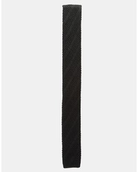 Asos Brand Knitted Tie With Diagonal Texture In Black