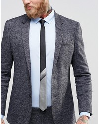 Asos Brand Slim Tie In Black With Gray Panel