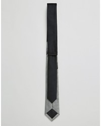 Asos Brand Slim Tie In Black With Gray Panel