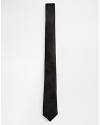 Asos Brand Slim Tie With Stripe Texture In Black