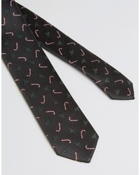Asos Holidays Candy Cane And Holly Tie