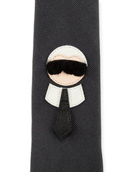 Fendi Karlito Tie With Mink Fur Blackgray