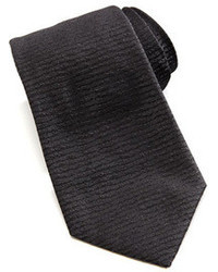 Armani Collezioni Solid Horizontal Stripe Tie Black