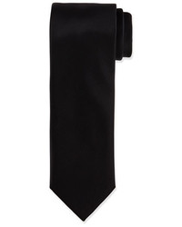 Brioni Solid Silk Satin Tie Black