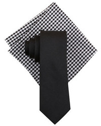 Tallia Orange Seasonal Solid Silk Linen Tie And Pocket Square Set