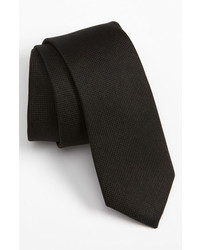 The Tie Bar Woven Silk Tie Black Regular