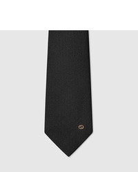 Gucci Wool Silk Tie With Interlocking G Detail