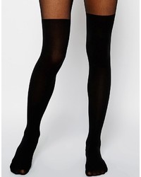 Asos Collection Mock Over The Knee Tights With Bum And Tum Support