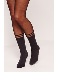 Missguided Line Detail Tights Black