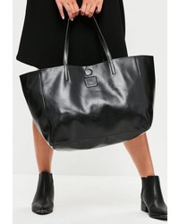 Missguided Black Clean Edge Tote Bag