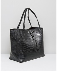 Glamorous Moc Croc Tote Bag With Eyelet Drawstring Detail