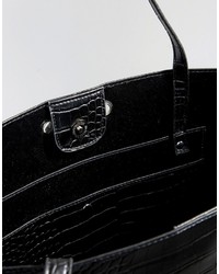 Glamorous Moc Croc Tote Bag With Eyelet Drawstring Detail
