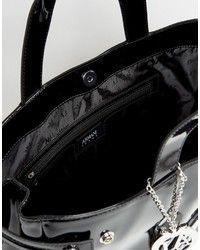 Armani Jeans Patent Tote Bag In Black