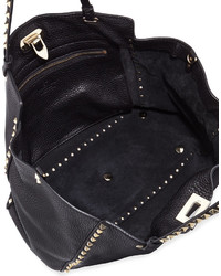 Valentino Rockstud Pebbled Tote Bag Black
