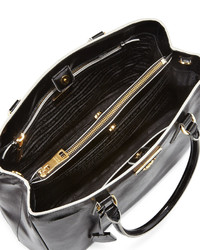 Prada Saffiano Vernice Large Double Handle Tote Bag Black