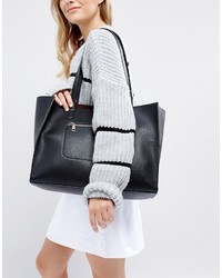 Asos Structured Shopper Bag With Zip Front Pocket