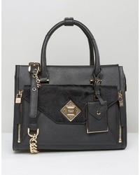 Dune Tote Bag With Faux Pony Front Pocket Detail