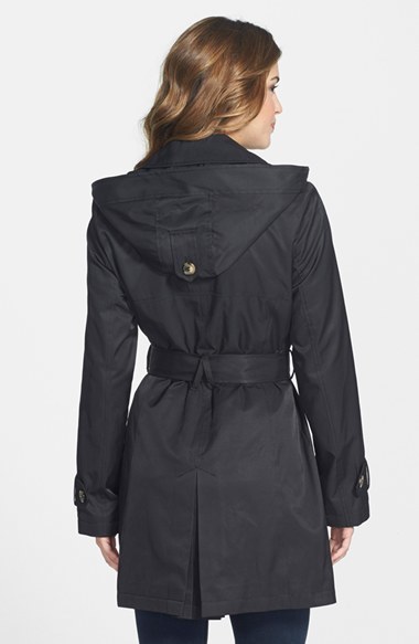 dkny hooded trench coat