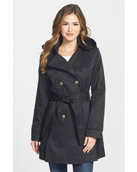 DKNY Abby Double Breasted Trench Coat With Detachable Hood