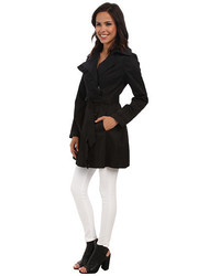 Jessica Simpson Asymmetrical Zip Ruffle Front Trench
