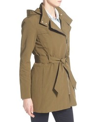 Vince Camuto Belted Asymmetrical Zip Trench Coat