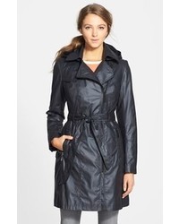 Vince Camuto Belted Cotton Blend Trench Coat With Detachable Hood