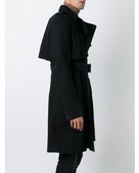 Rick Owens Belted Trench Coat Black