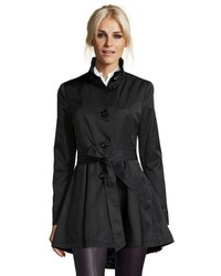 Betsey Johnson Black Belted Single Breasted Trench Coat