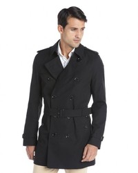 Burberry Black Cotton Blend Button Down Long Sleeve Trench Coat