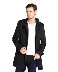 Burberry Black Cotton Trench Coat With Detachable Wool Warmer