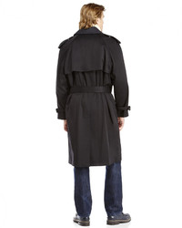 Hart Schaffner Marx Black Double Breasted Asymmetrical Trench Coat