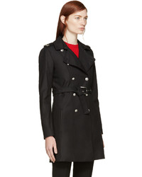 Versus Black Double Breasted Trench Coat