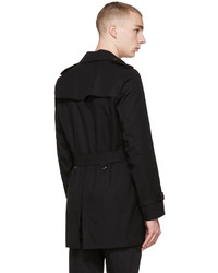 Burberry Black Mid Length Kensington Trench Coat