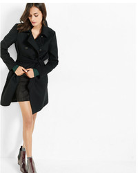 Express Black Wool Blend Belted Trench Coat