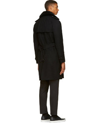 Band Of Outsiders Black Wool Shearling Trench Coat