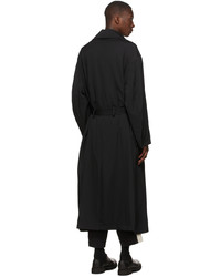 Yohji Yamamoto Black Wool Trench Coat