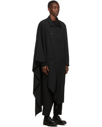 Yohji Yamamoto Black Wool Trench Coat