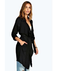 Boohoo Adele Light Weight Belted Waterfall Trench