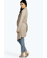 Boohoo Esme Waterfall Belted Trench Coat