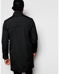 Asos Brand Bomber Trench Coat In Black