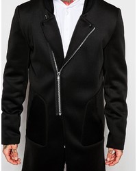 Asos Brand Neoprene Trench Coat In Black