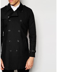 Asos Brand Shower Resistant Double Breasted Trench In Black