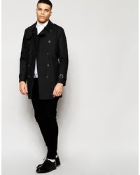 Asos Brand Shower Resistant Double Breasted Trench In Black