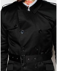 Asos Brand Trench Coat With Belt In Black
